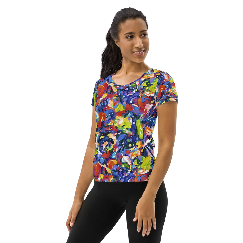 Neon Abstract on Women's Athletic T-Shirt — Left