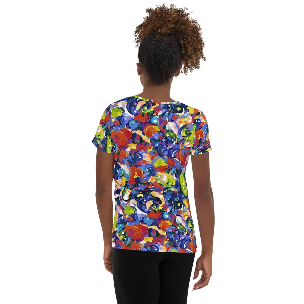 Neon Abstract on Women's Athletic T-Shirt — Back