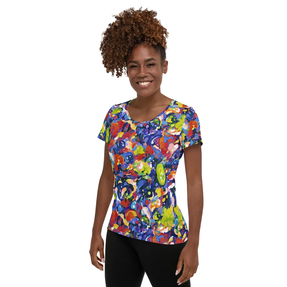 Neon Abstract on Women's Athletic T-Shirt — Left