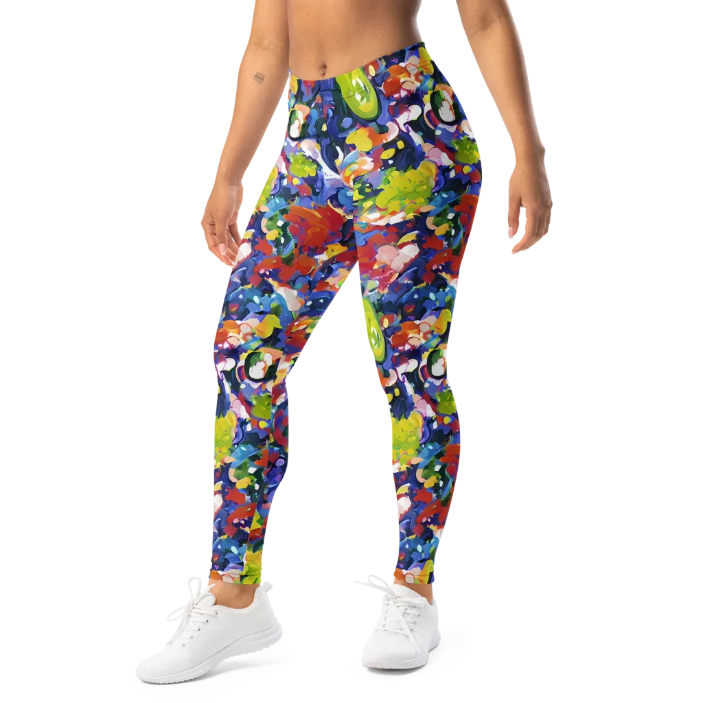 Neon Abstract on Leggings — Left Front