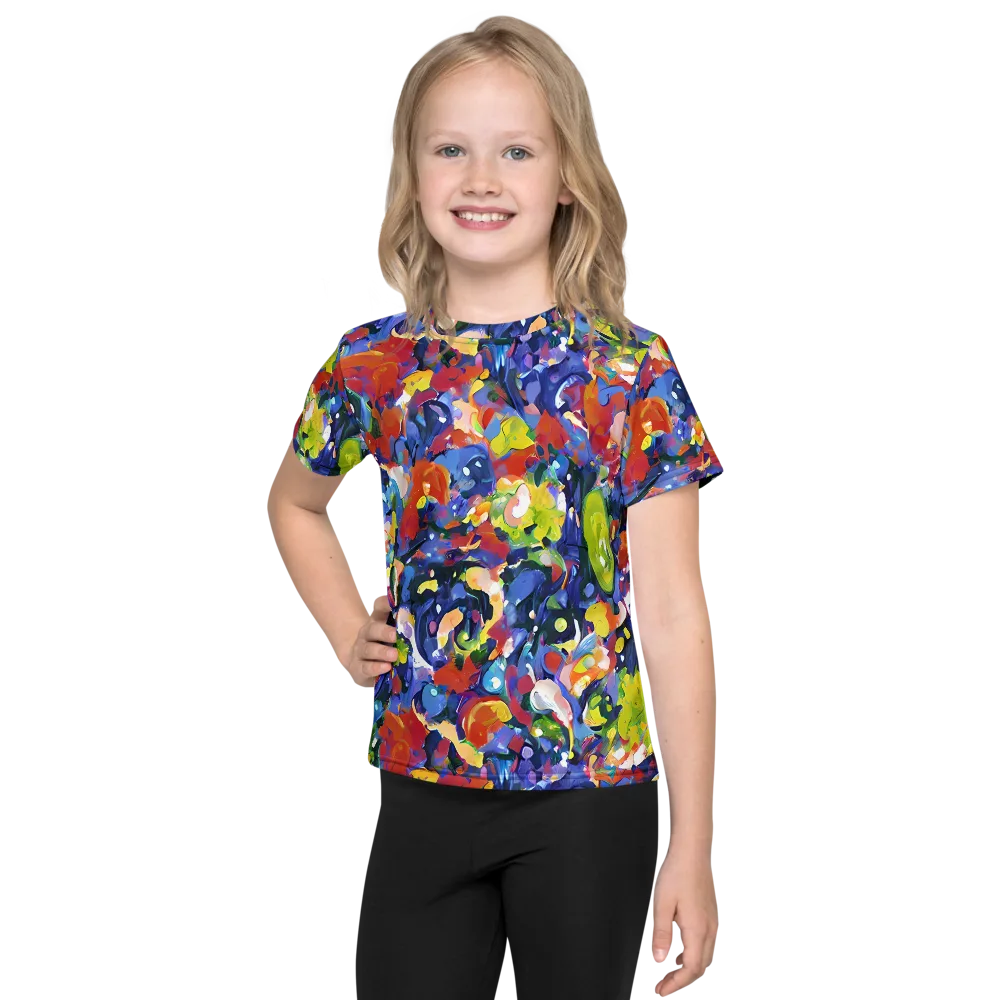 Neon Abstract on Kids Crew Neck T-Shirt — Front