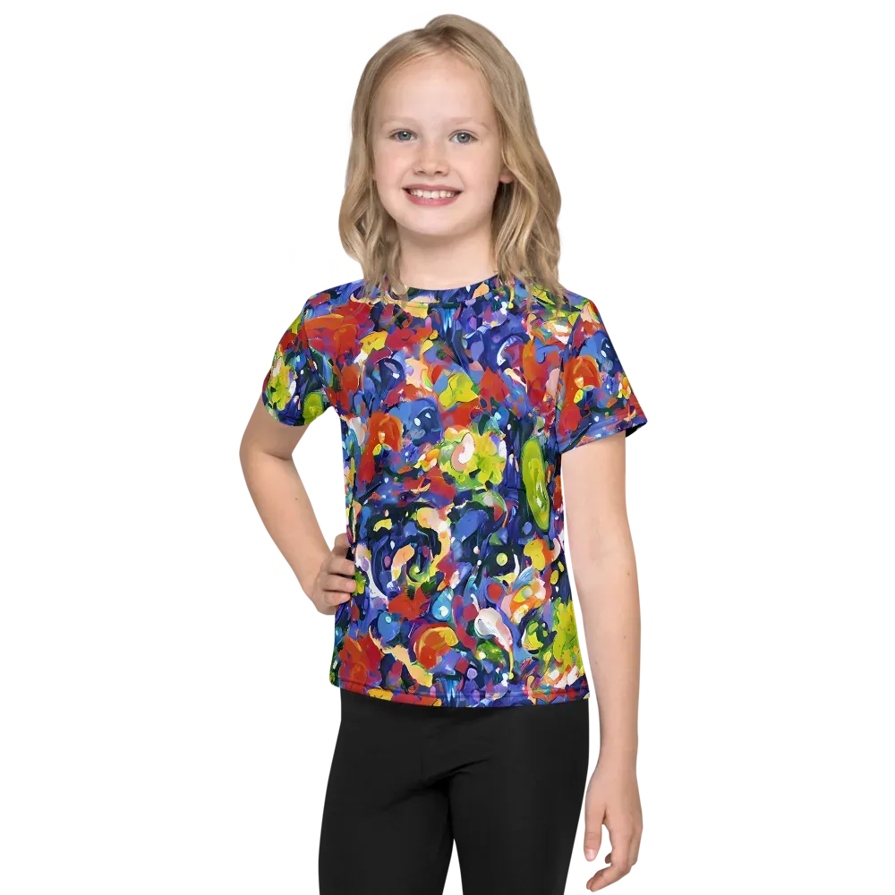 Neon Abstract on Kids Crew Neck T-Shirt — Front