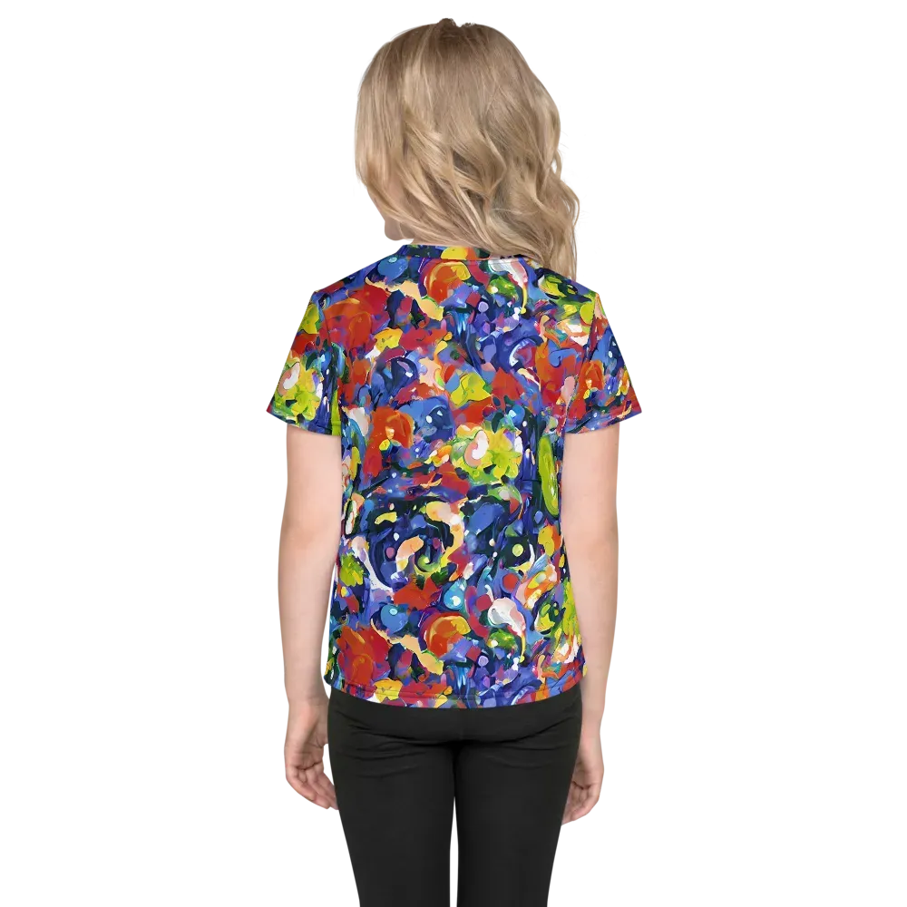 Neon Abstract on Kids Crew Neck T-Shirt — Back