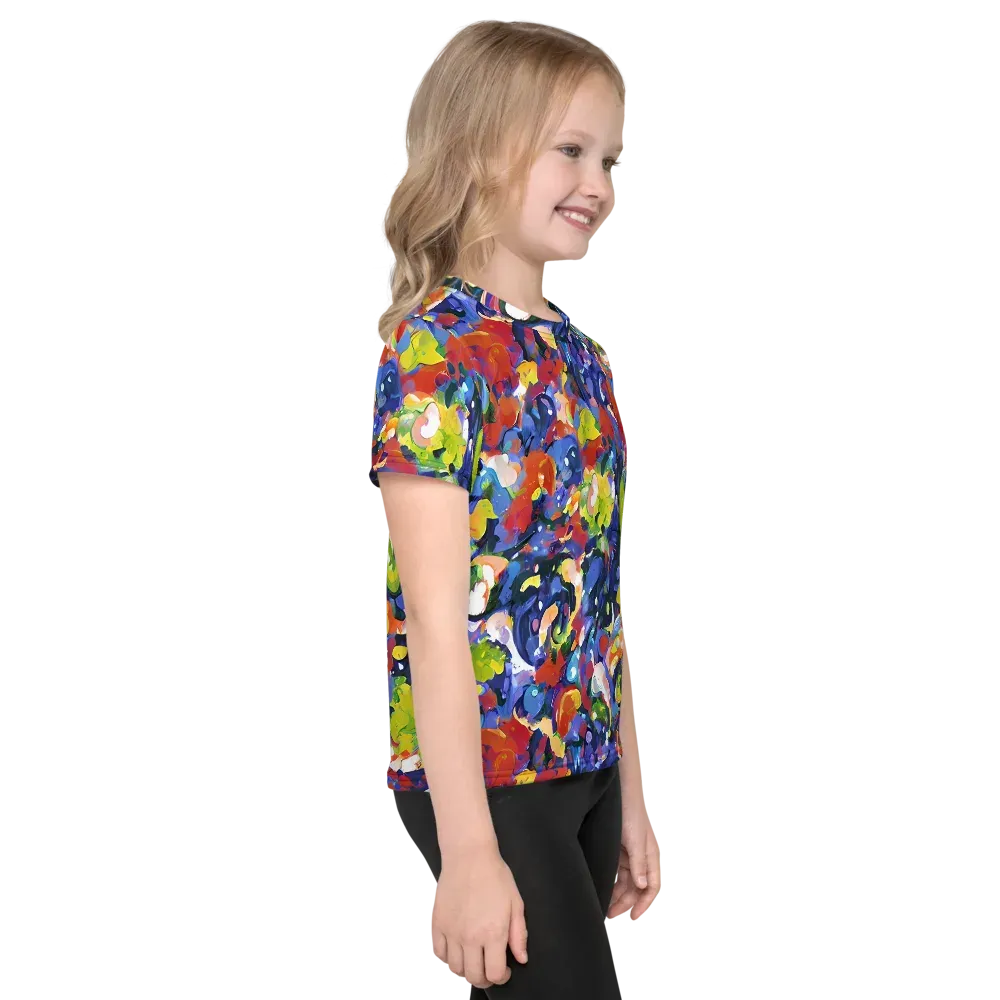 Neon Abstract on Kids Crew Neck T-Shirt — Right