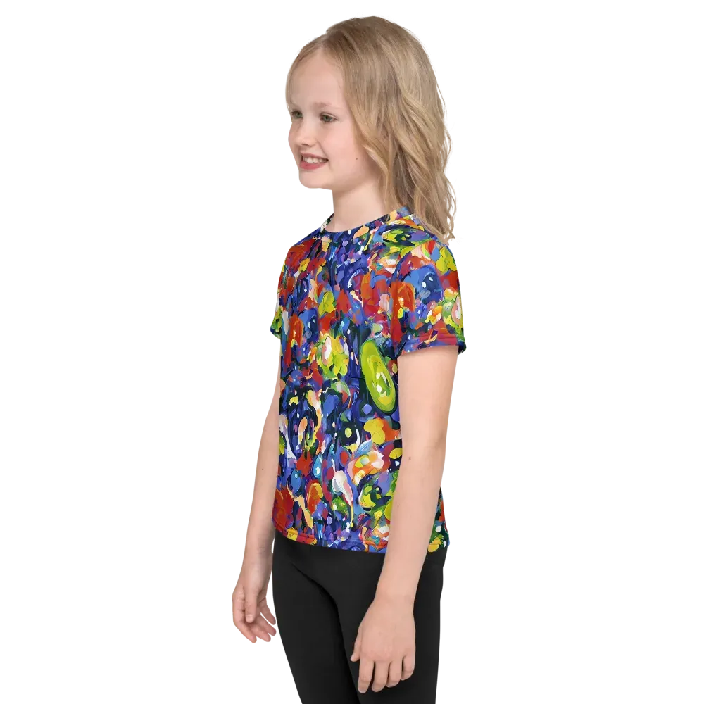 Neon Abstract on Kids Crew Neck T-Shirt — Left