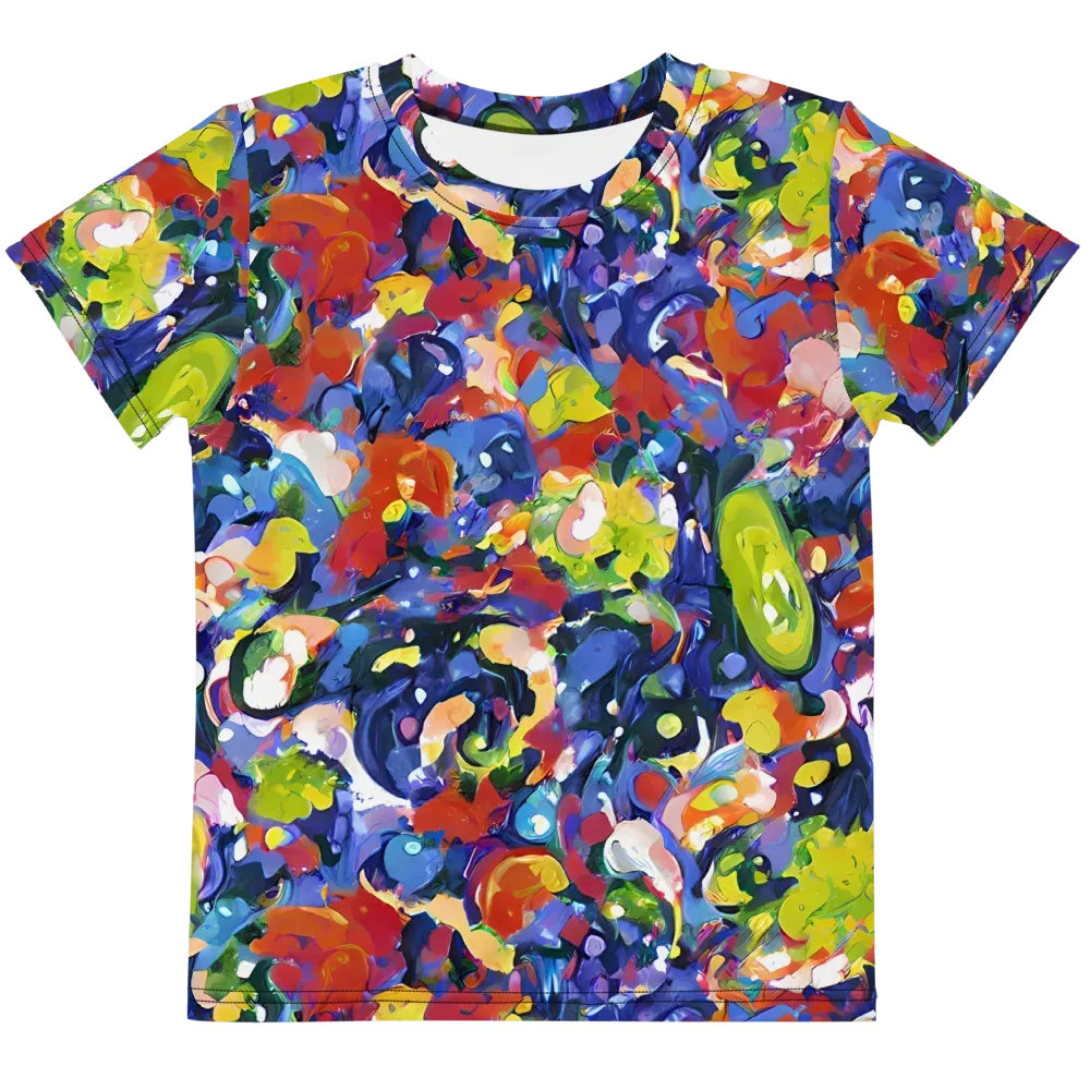 Neon Abstract on Kids Crew Neck T-Shirt — Front