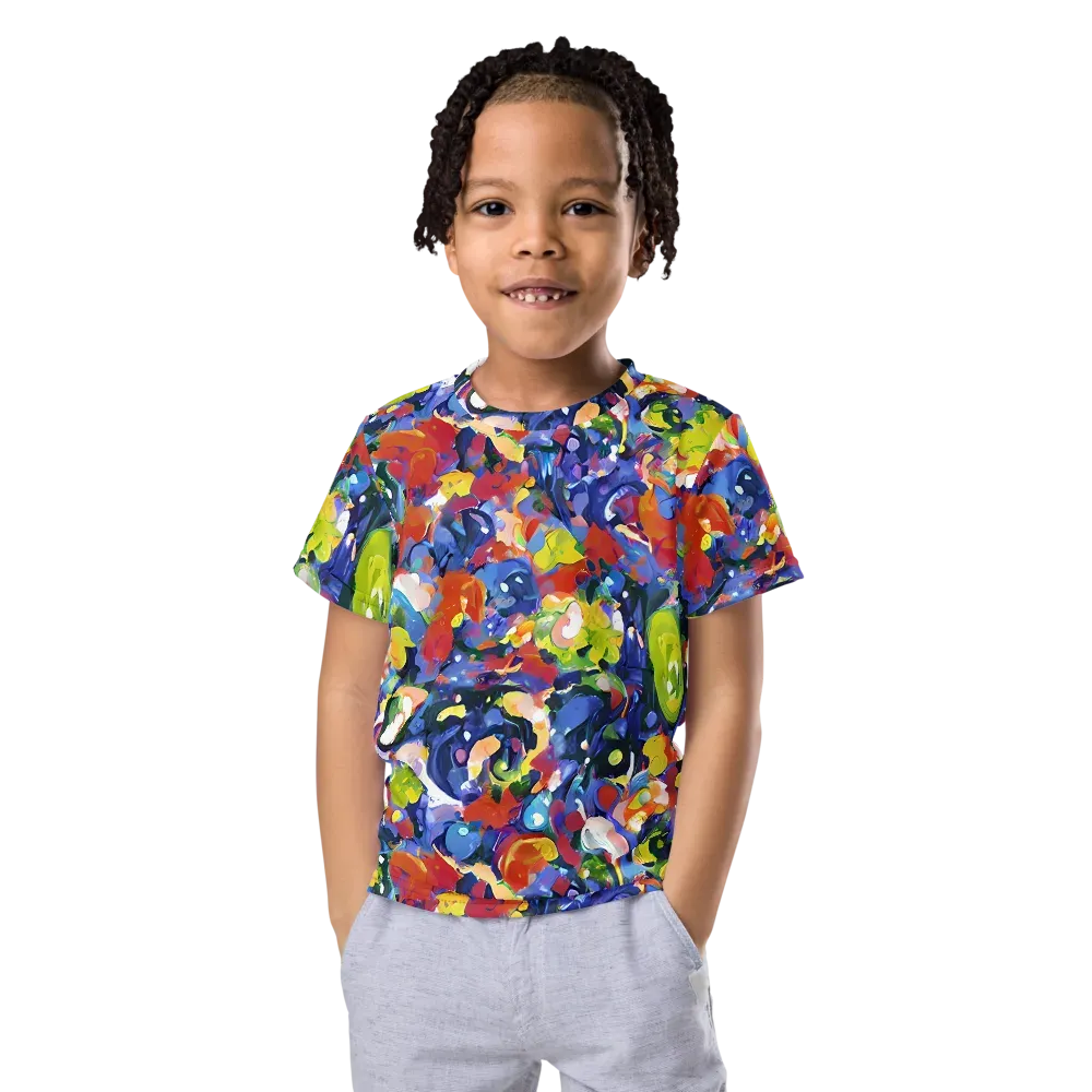 Neon Abstract on Kids Crew Neck T-Shirt — Front