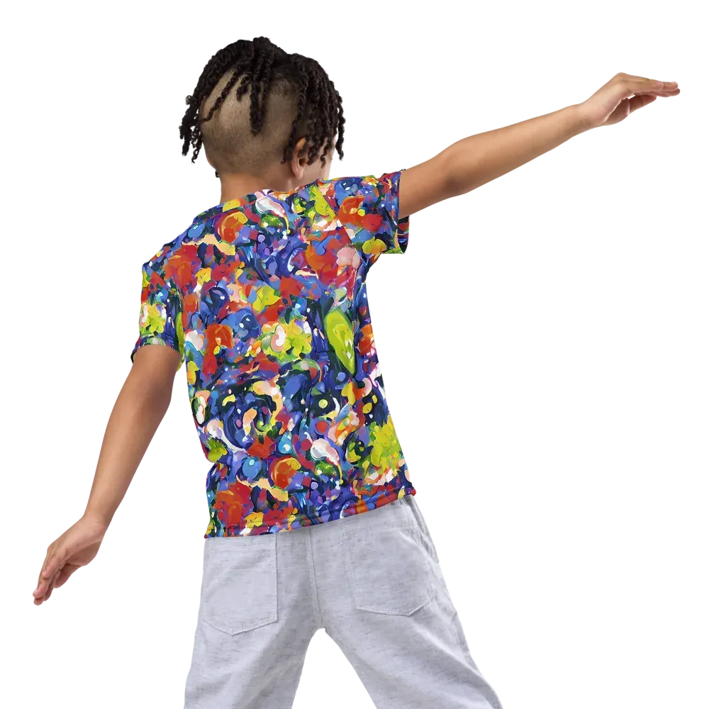 Neon Abstract on Kids Crew Neck T-Shirt — Back