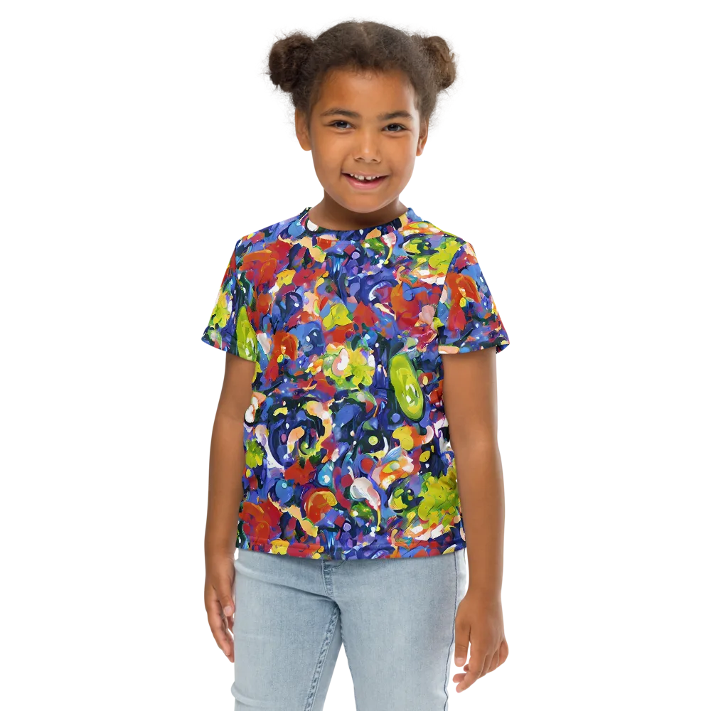 Neon Abstract on Kids Crew Neck T-Shirt — Front