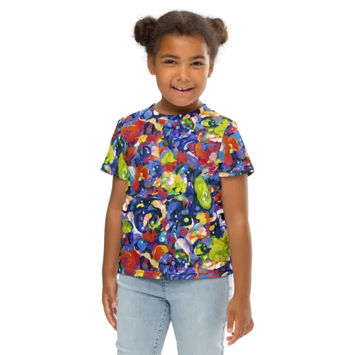 Neon Abstract on a Kids Crew Neck T-Shirt