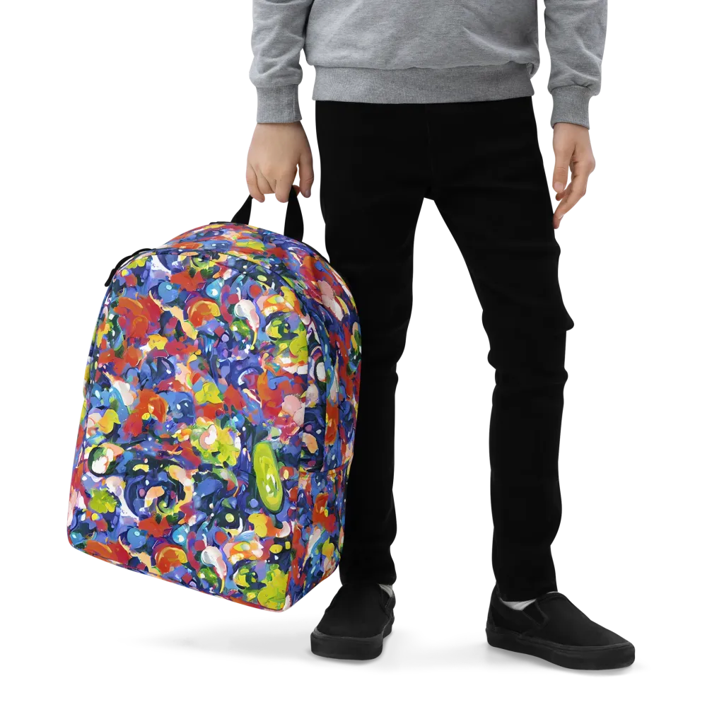 Neon Abstract on Minimalist Backpack — Zoomed-in
