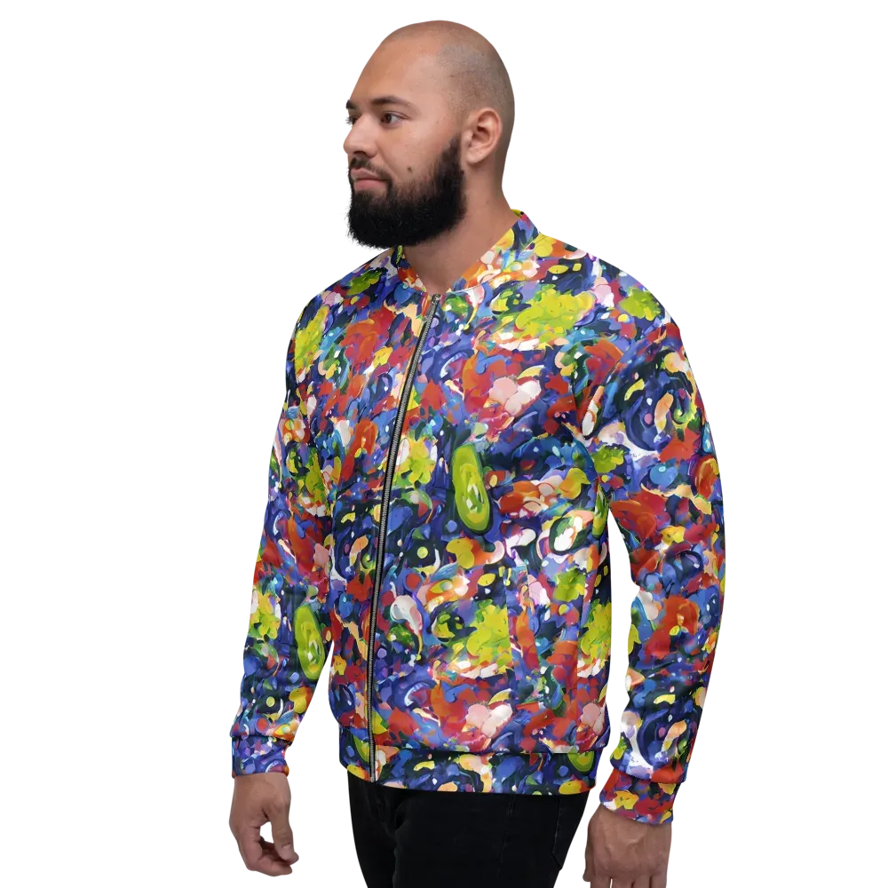Neon Abstract on Bomber Jacket — Left