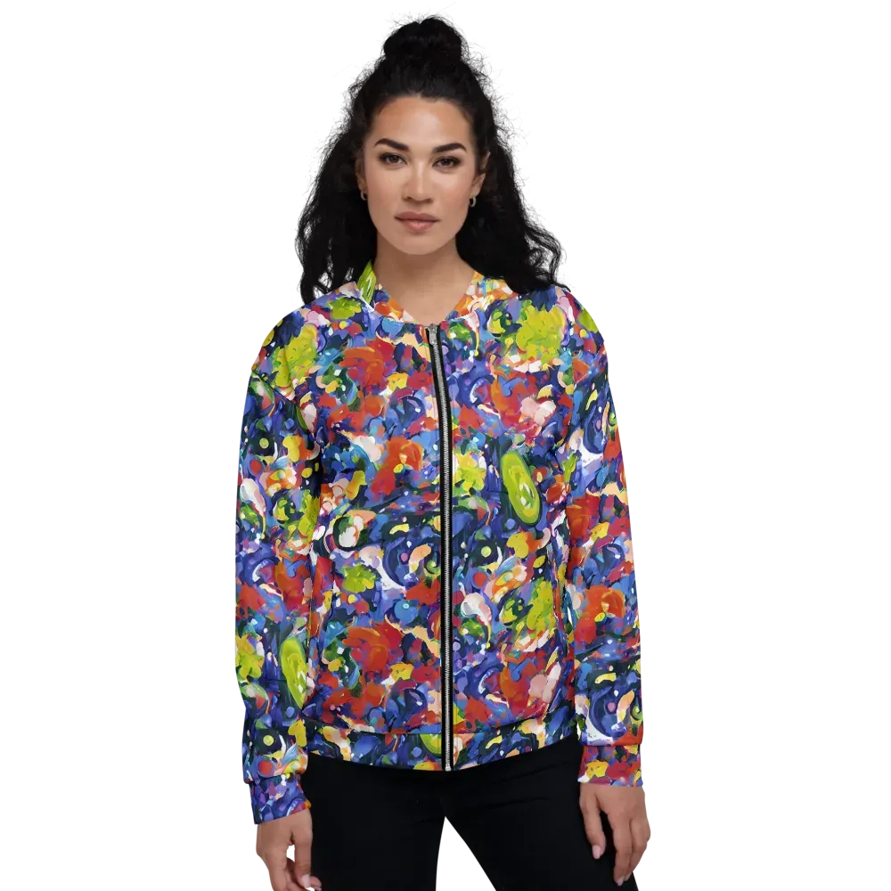 Neon Abstract on Bomber Jacket — Front
