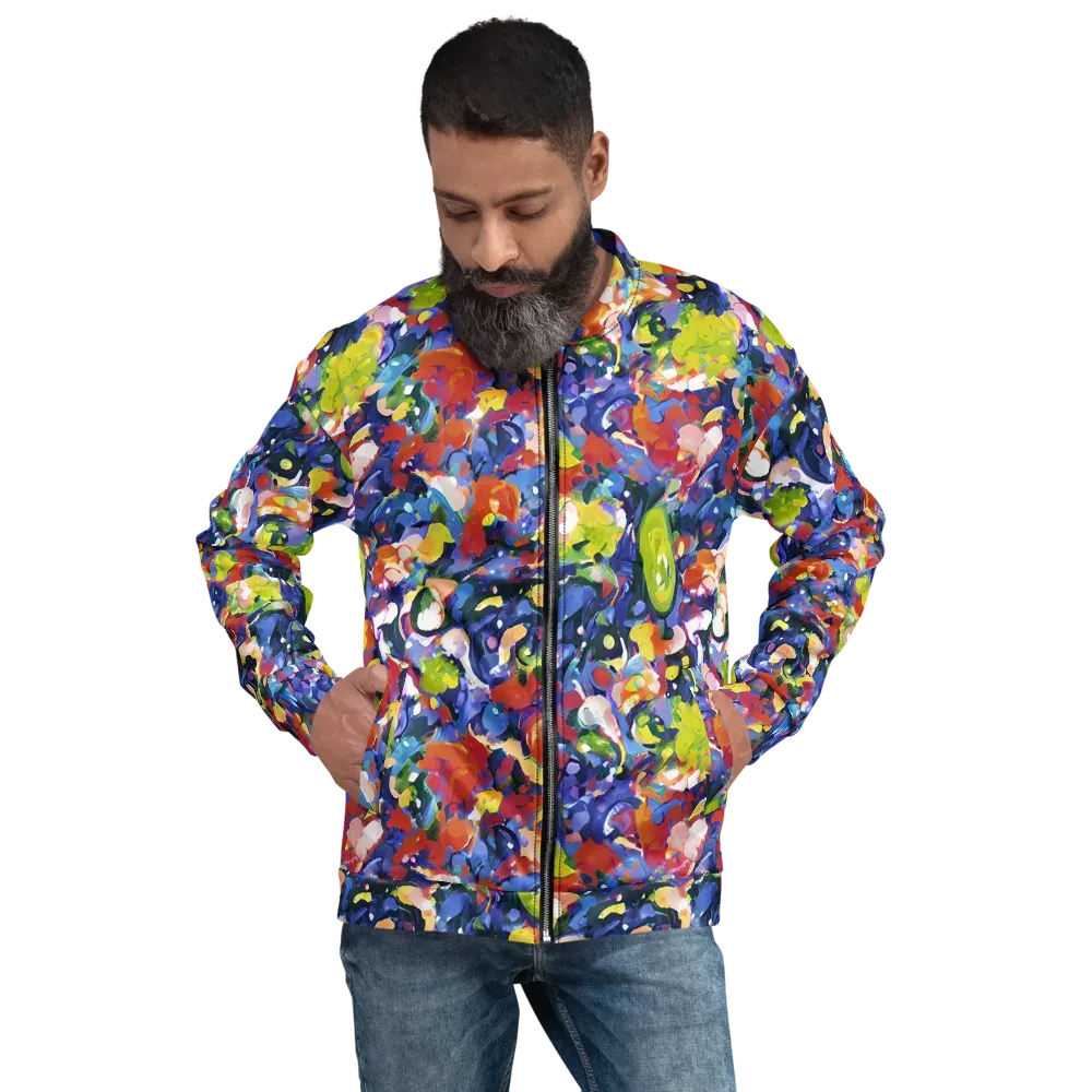 Neon Abstract on Bomber Jacket — Front