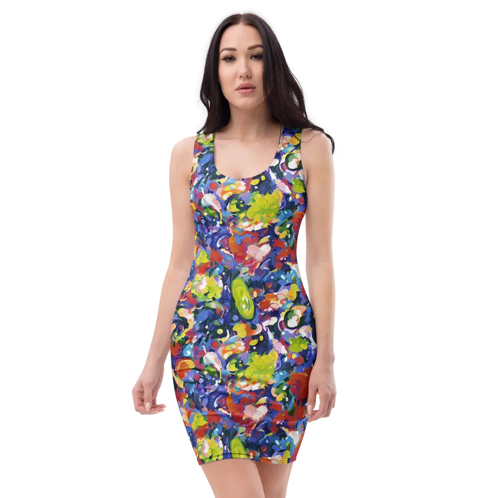 Neon Abstract on Bodycon Dress — Front
