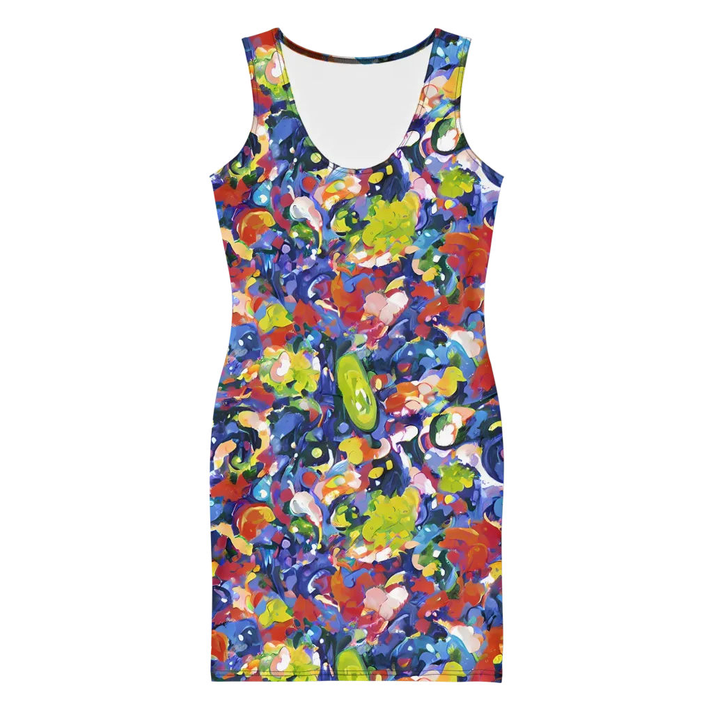 Neon Abstract on Bodycon Dress — Front