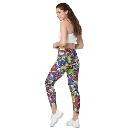 Neon Abstract on a Leggings with Pockets