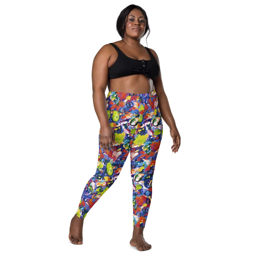 Neon Abstract on Leggings with Pockets — Front
