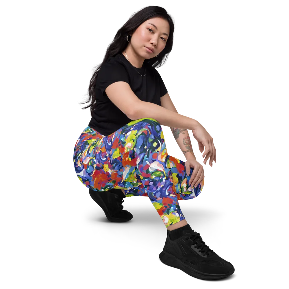 Neon Abstract on Leggings with Pockets — Right Front