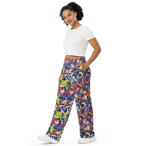Neon Abstract on a Wide-Leg Pants