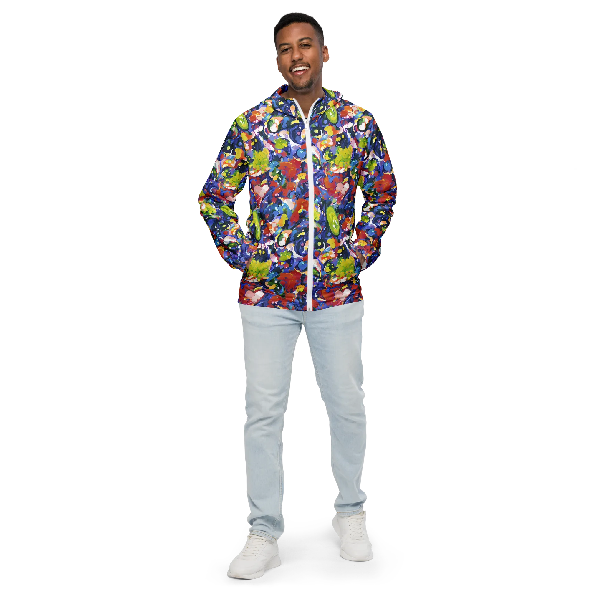 Neon Abstract on Men's Windbreaker — Front