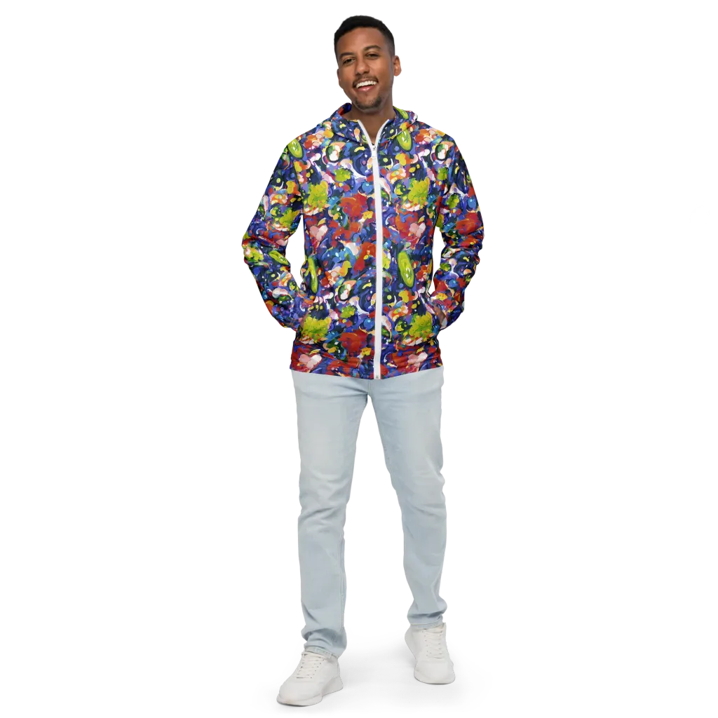 Neon Abstract on Men's Windbreaker — Front
