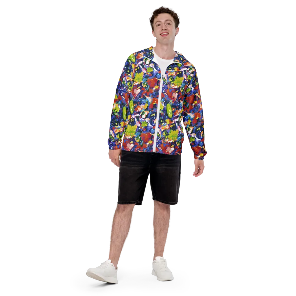 Neon Abstract on Men's Windbreaker — Front