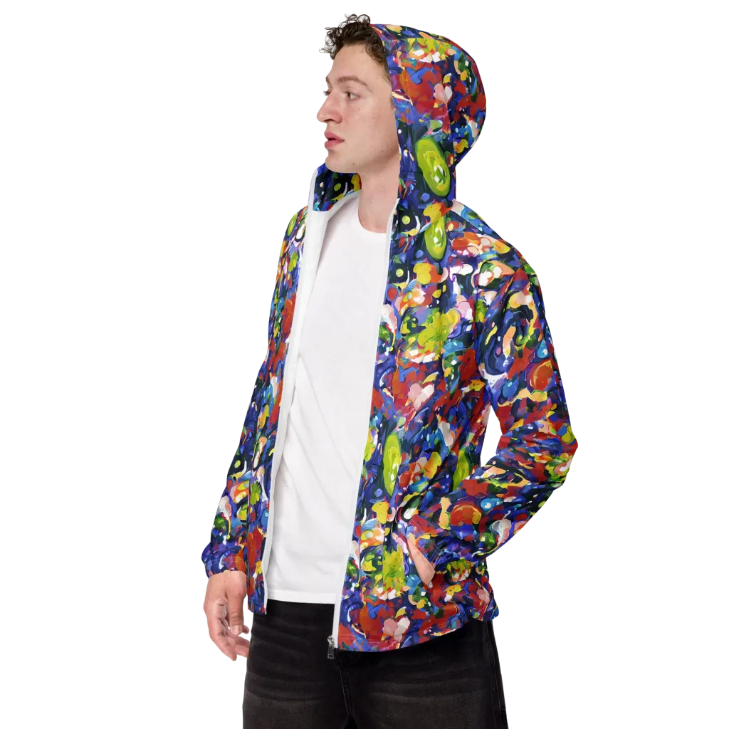 Neon Abstract on Men's Windbreaker — Left Front