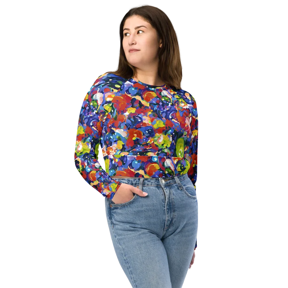 Neon Abstract on Long Sleeve Crop Top — Front