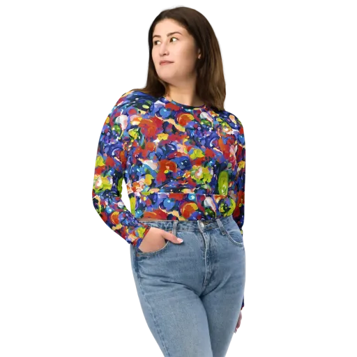 Neon Abstract on a Long Sleeve Crop Top