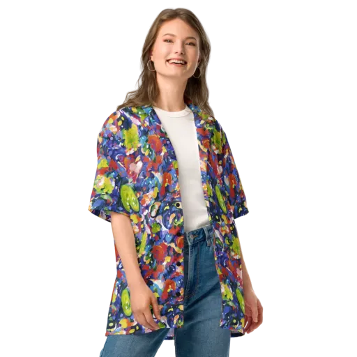 Neon Abstract on a Button Shirt