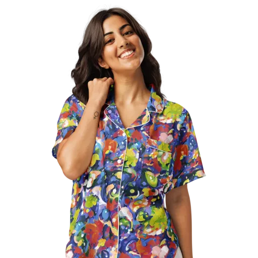 Neon Abstract on a Women's Short Sleeve Pajama Top