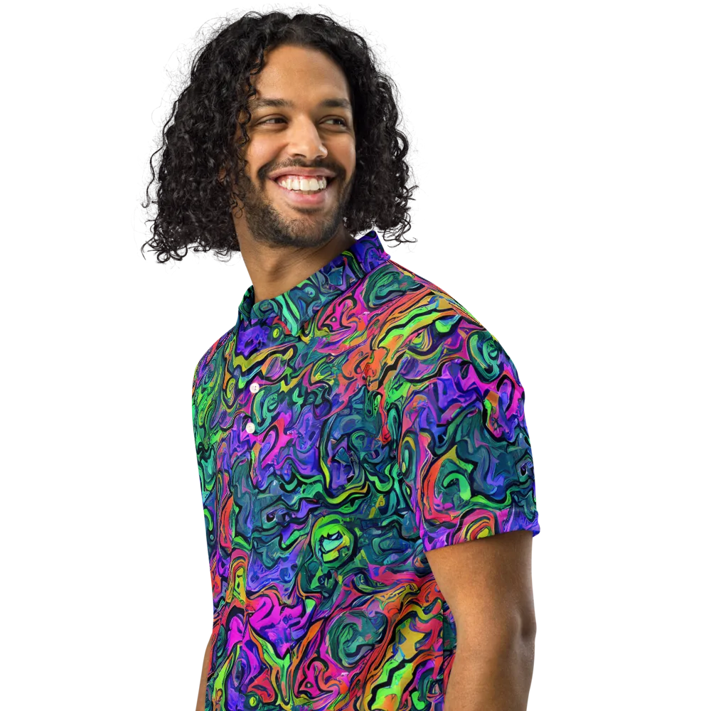 Colorquake on Men's Slim Fit Polo Shirt — Left Front