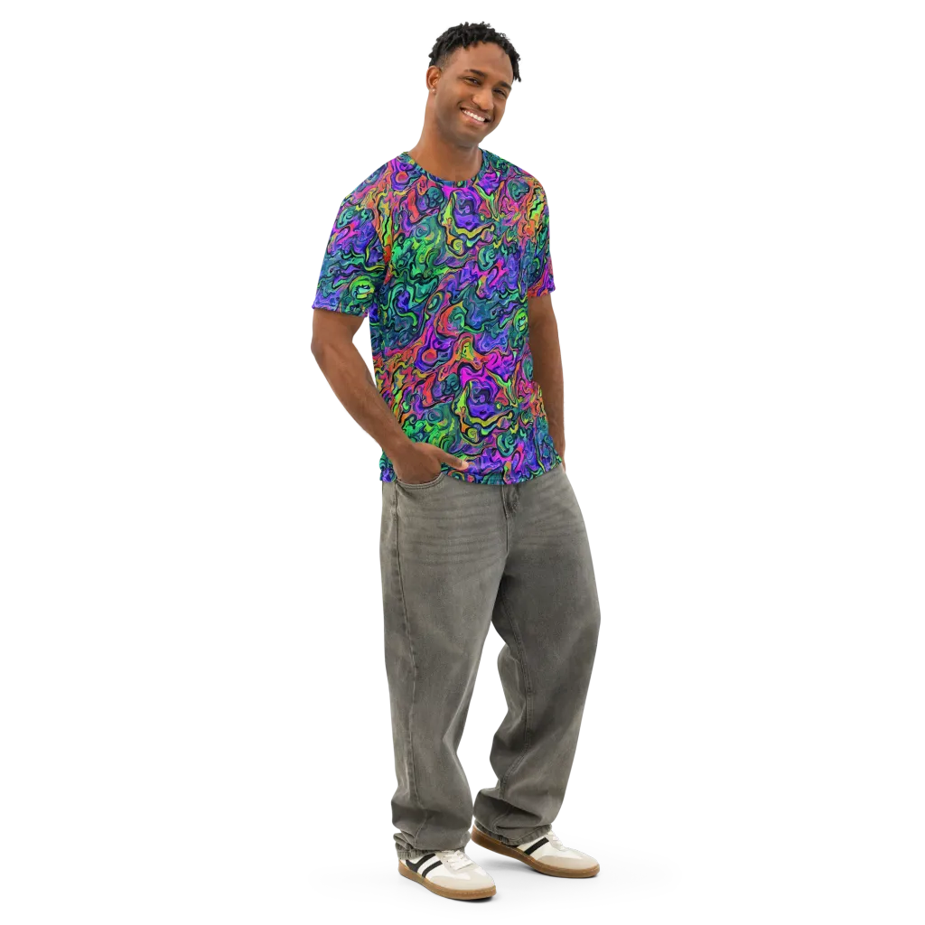 Colorquake on Men's Cotton Crew Neck T-Shirt — Right Front