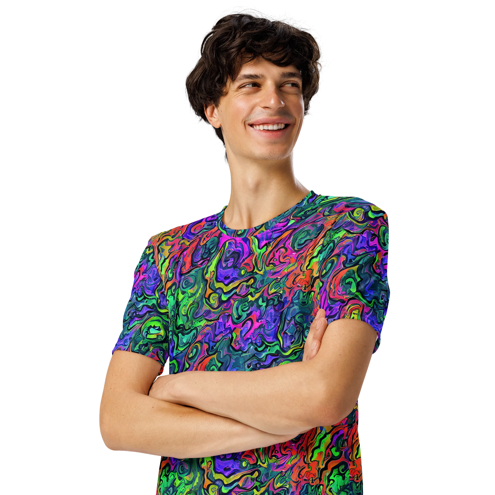 Colorquake on Men's Crew Neck T-Shirt — Left Front