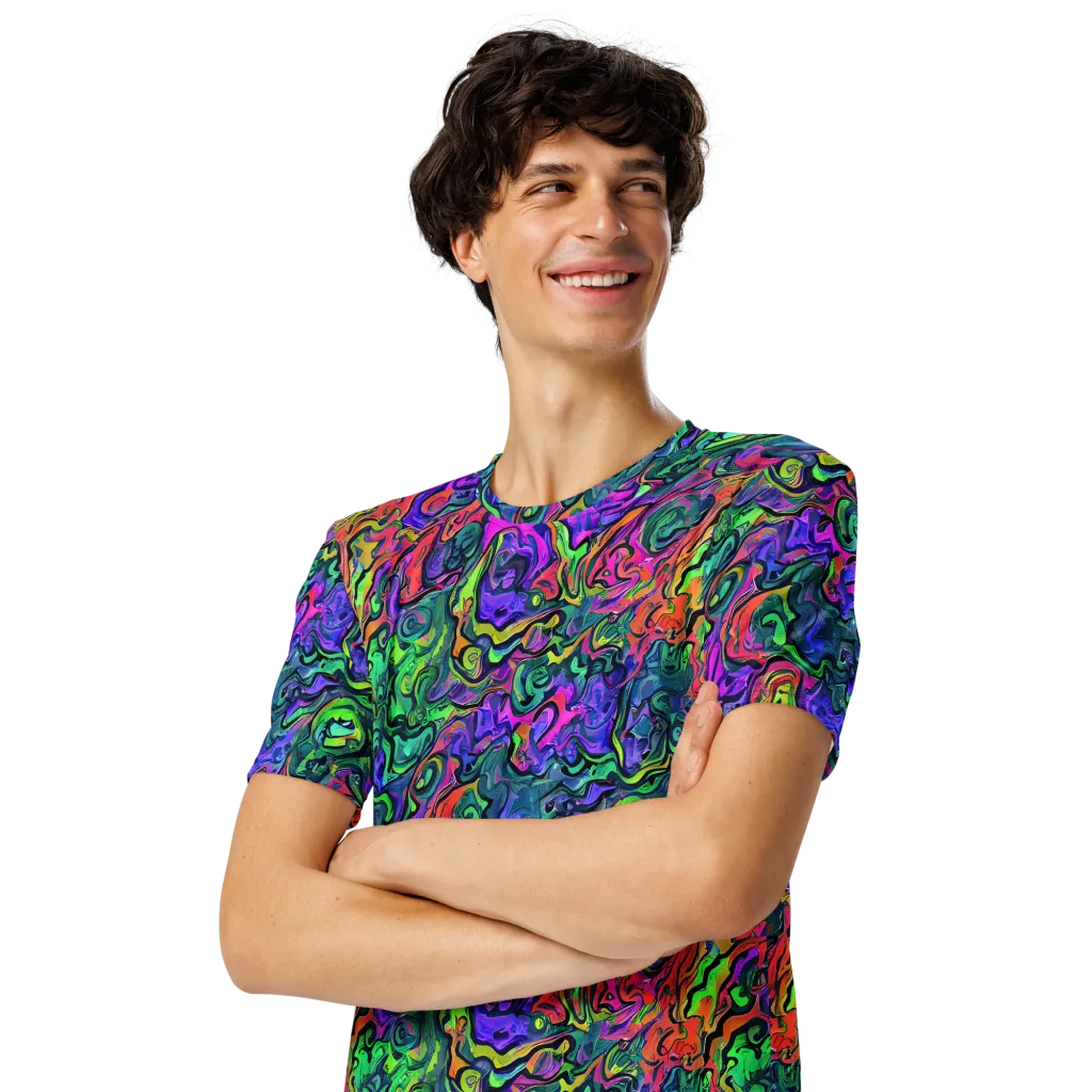 Colorquake on Men's Crew Neck T-Shirt — Left Front