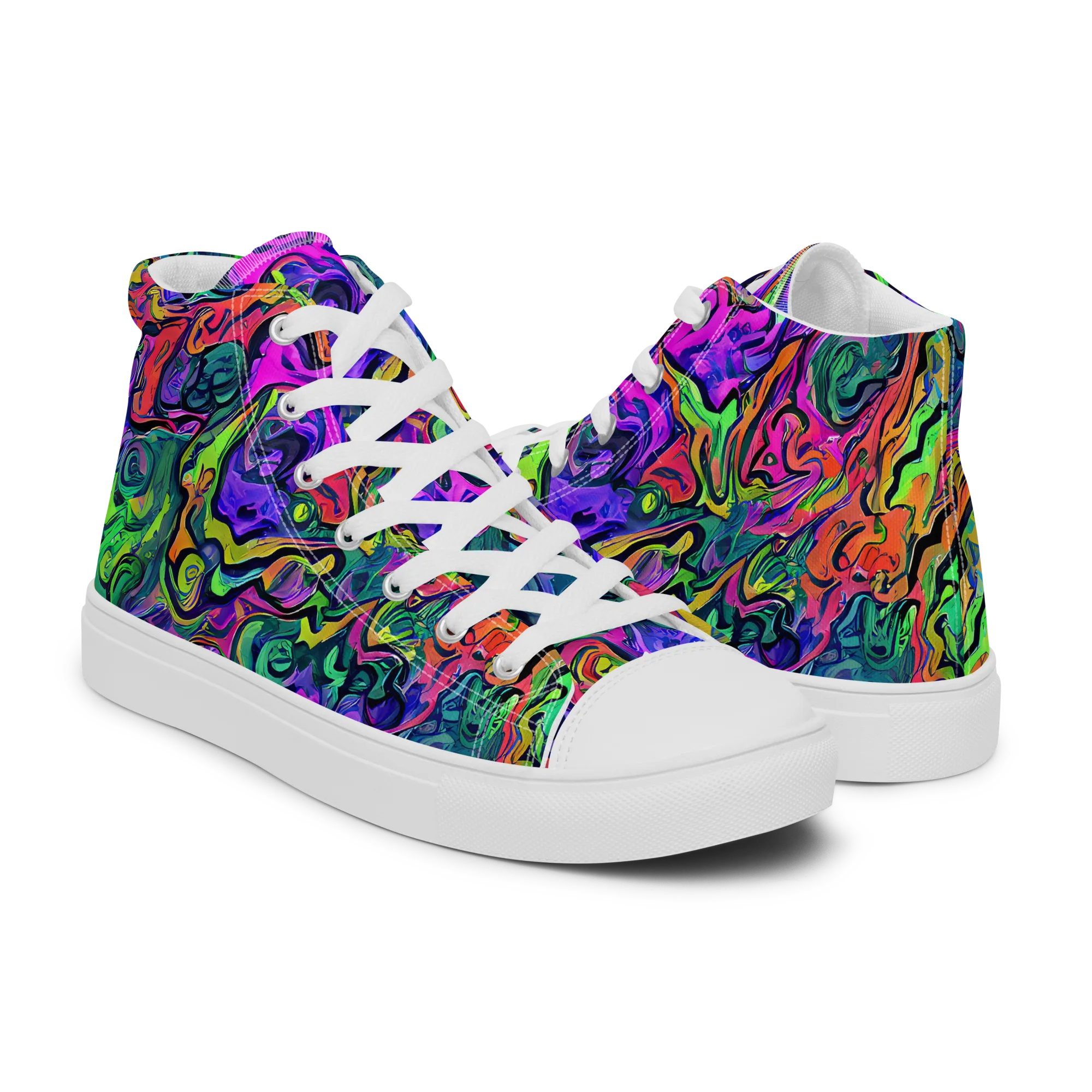 Colorquake on Men's High Top Canvas Shoes — Right