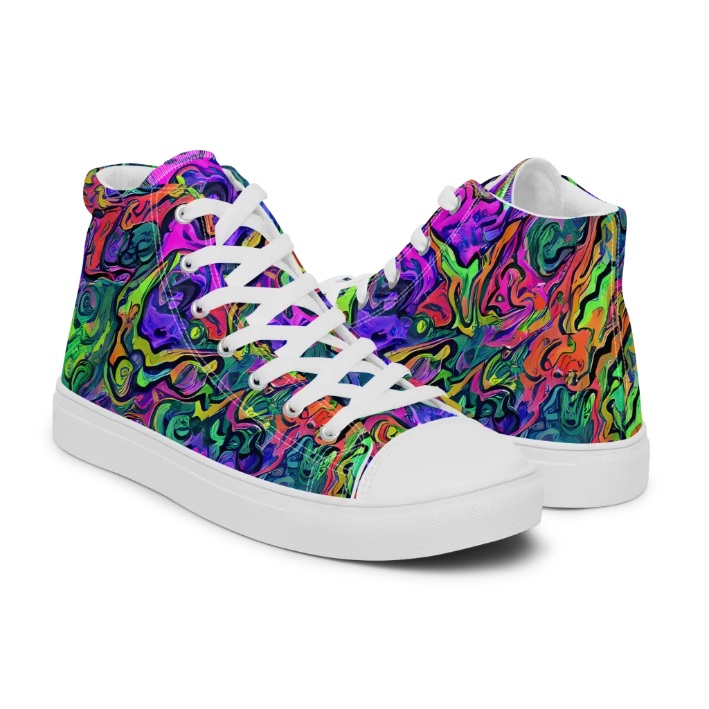 Colorquake on Men's High Top Canvas Shoes — Right