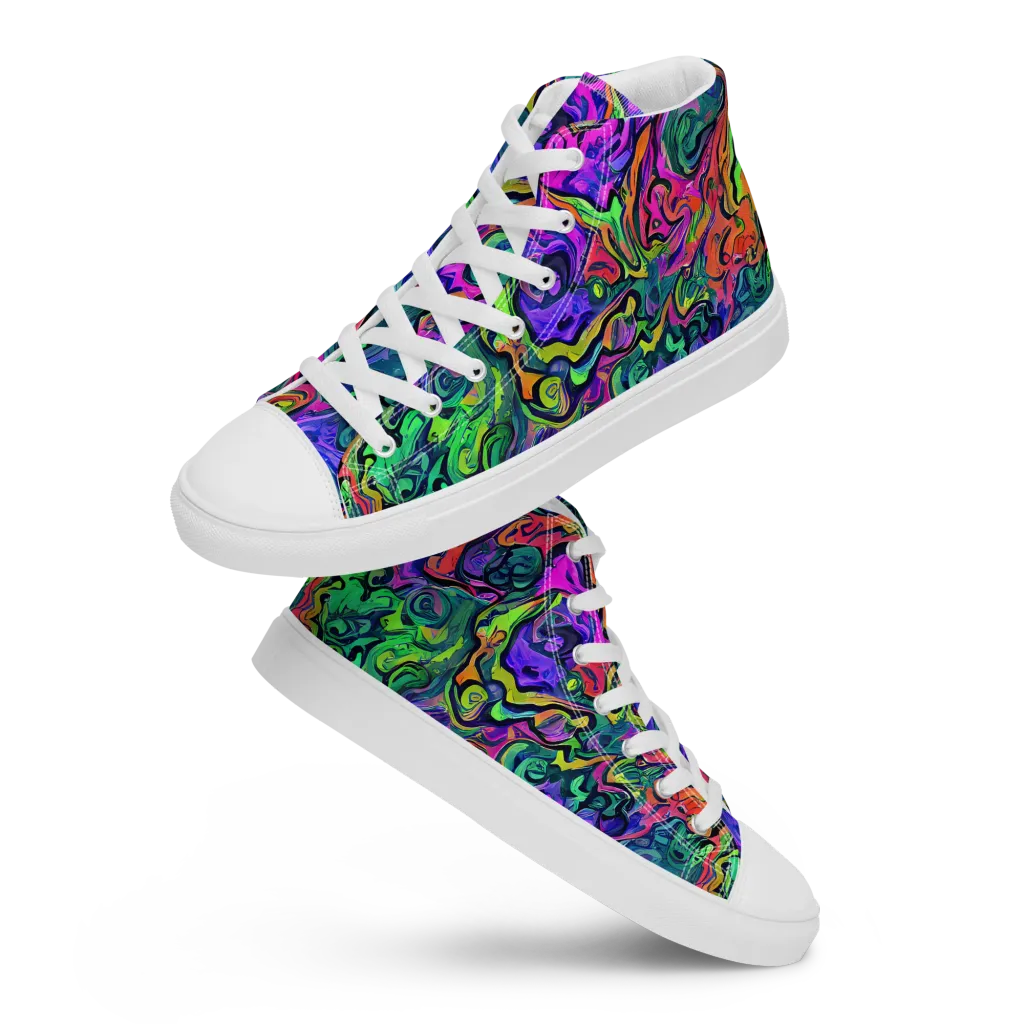 Colorquake on Men's High Top Canvas Shoes — Front
