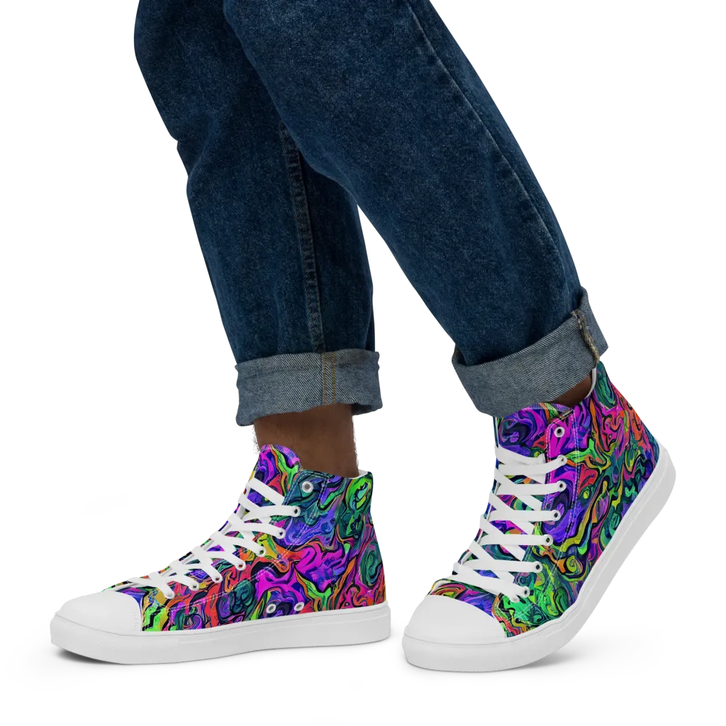 Colorquake on Men's High Top Canvas Shoes — Left