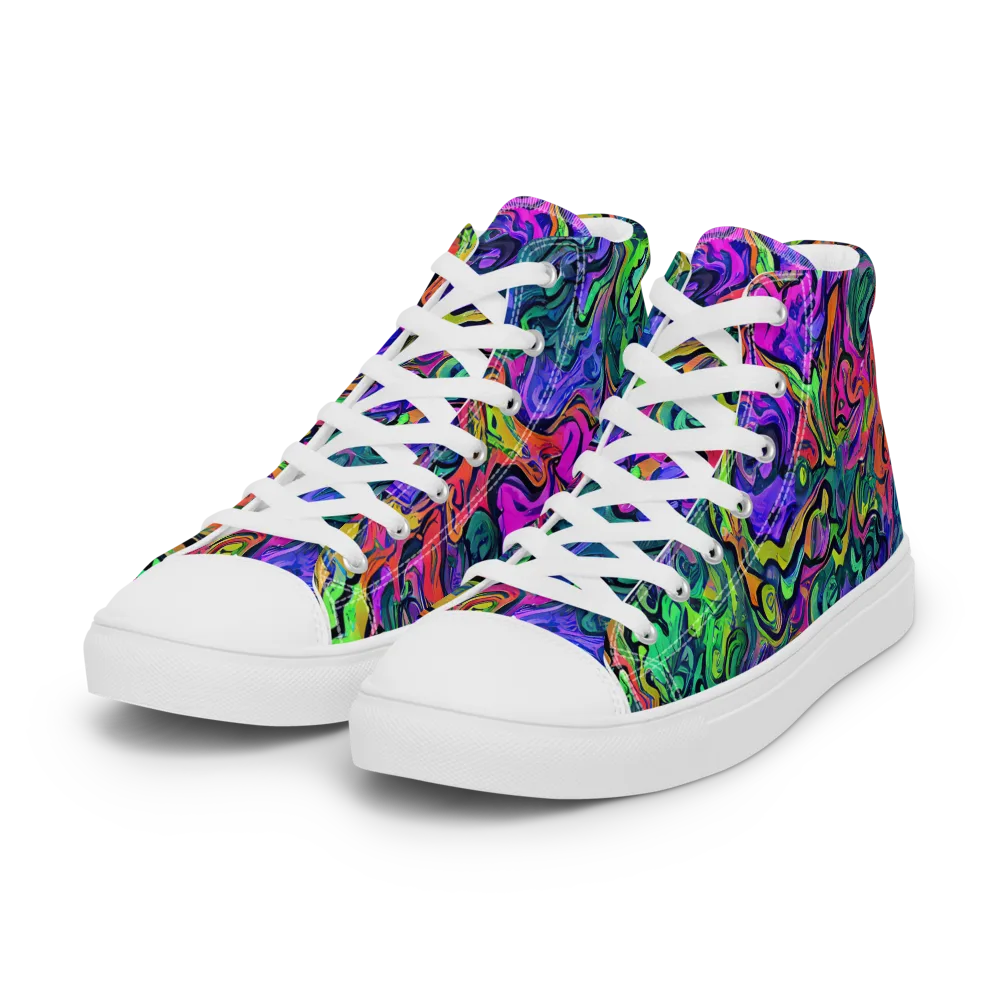 Colorquake on Women's High Top Canvas Shoes — Left Front