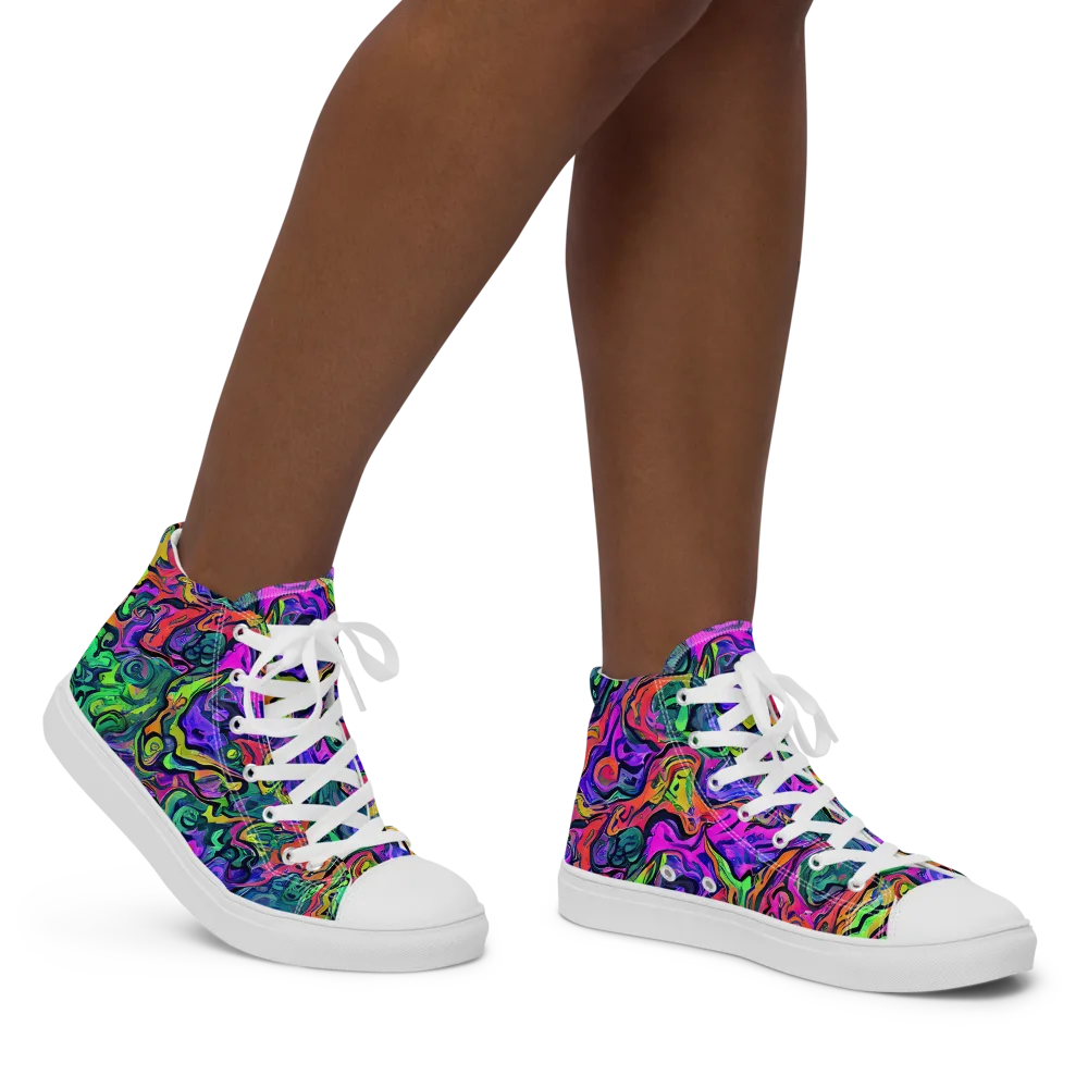 Colorquake on Women's High Top Canvas Shoes — Right
