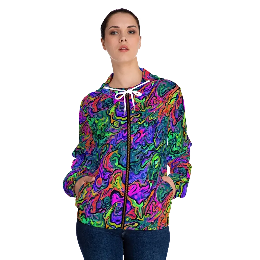 Colorquake on Women's Full-Zip Hoodie — Front On Person