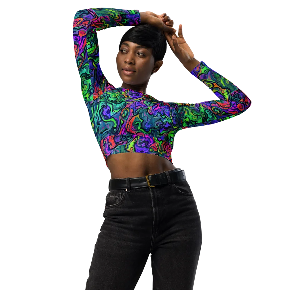 Colorquake on Long Sleeve Crop Top — Front