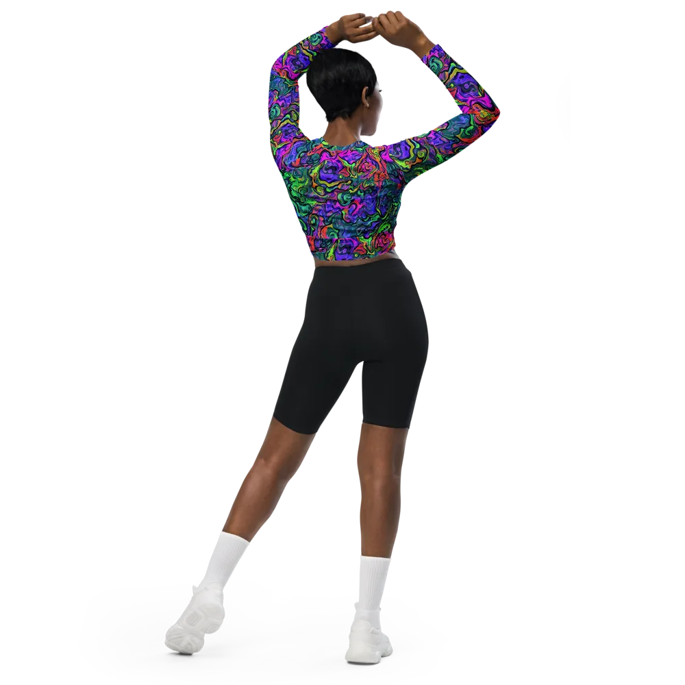 Colorquake on Long Sleeve Crop Top — Back