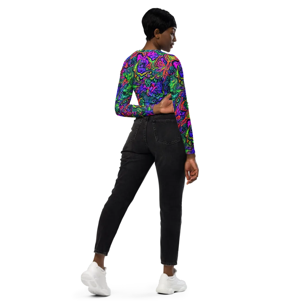 Colorquake on Long Sleeve Crop Top — Right Back