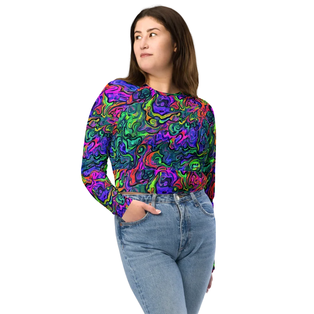 Colorquake on Long Sleeve Crop Top — Front