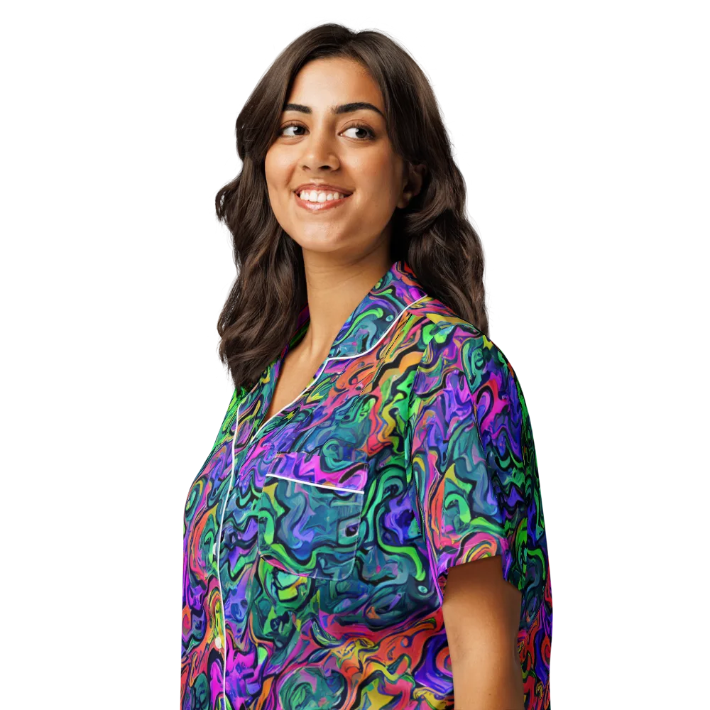 Colorquake on Women's Short Sleeve Pajama Top — Left Front