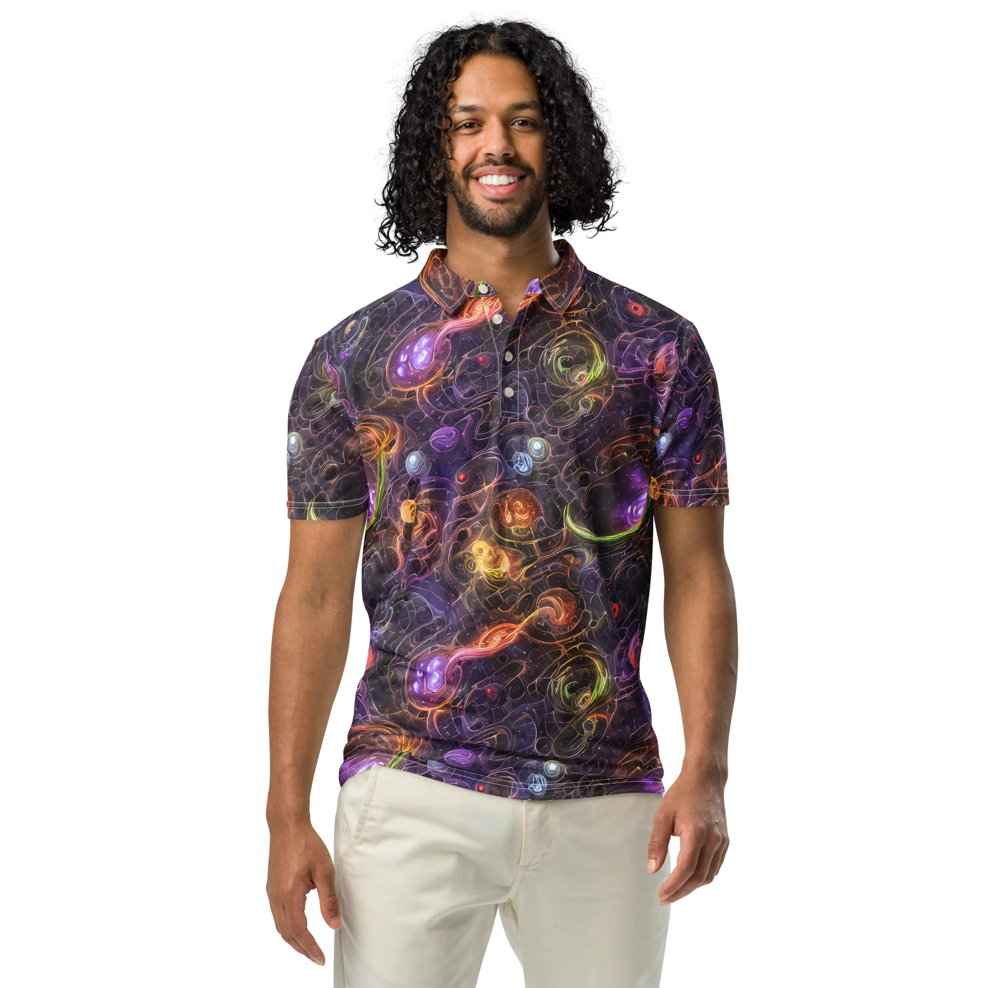 Luminous Gravity on Men's Slim Fit Polo Shirt — Front