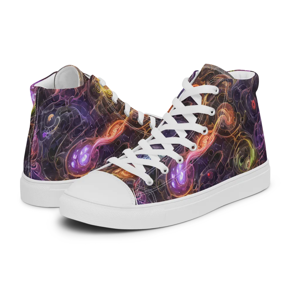 Luminous Gravity on Men's High Top Canvas Shoes — Left